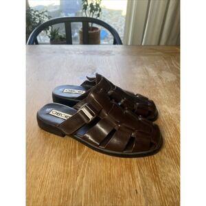 Y2K Cherokee Leather Chunky Sandals Slip On Shoes‎ Brown Womens 10 NEW!